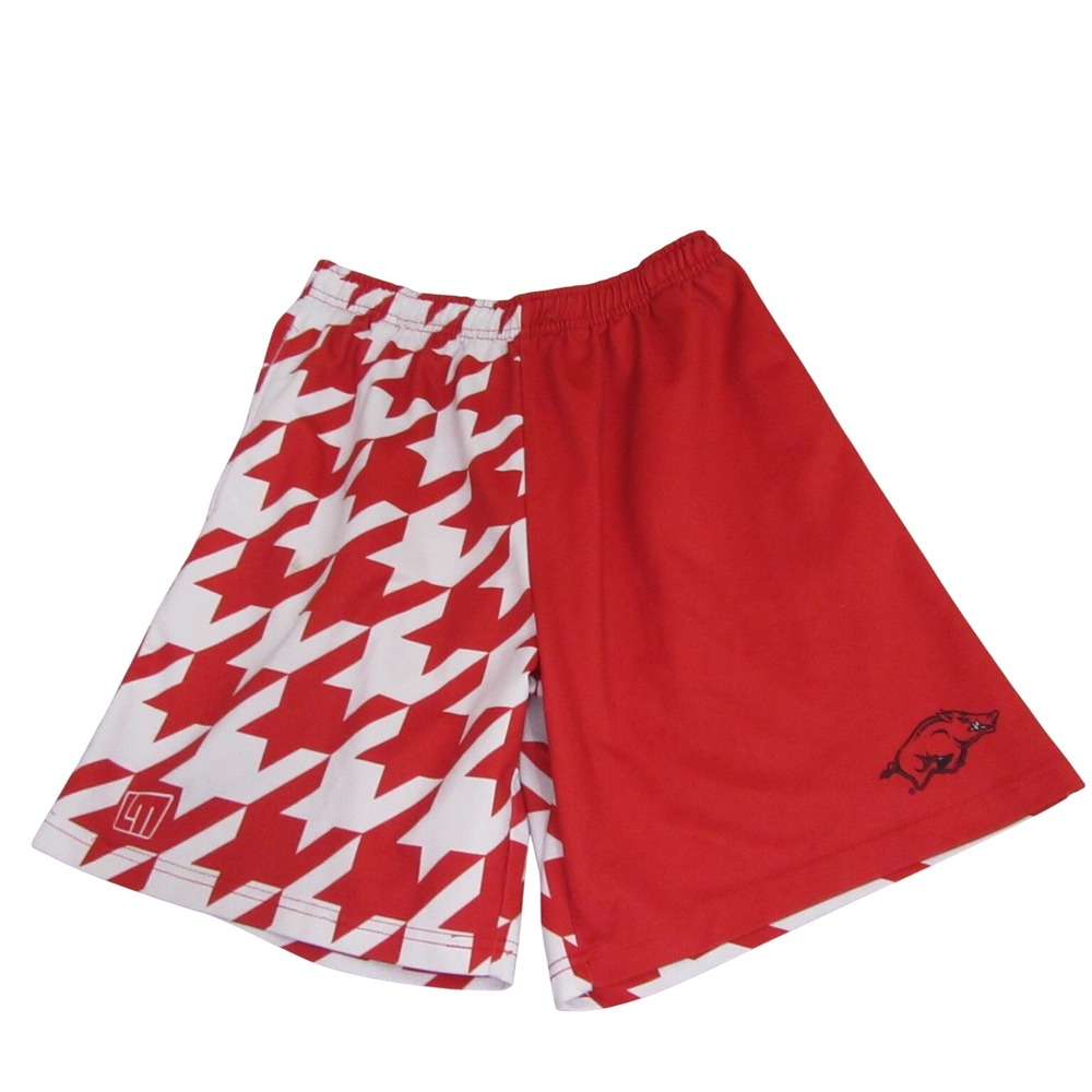 Loudmouth Mens Arkansas Razorbacks Shorts S Red Active Houndstooth